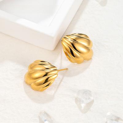 Minimal Stainless Steel Scallop Shell Earrings, Women's Non-fading Light Luxury Versatile Earrings, Titanium Steel