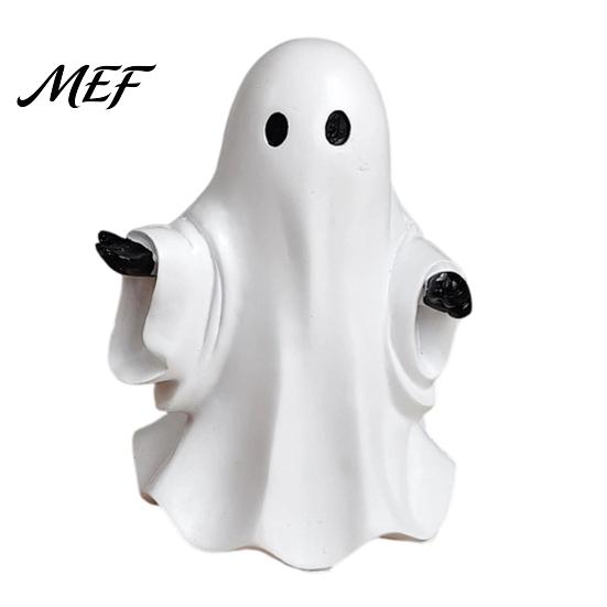 Mini Ghost Statue Cute White Resin Figurine, Miniature Figurine Halloween Decoration, Matte Home Decorations Finish Tabletop for Shelf Party