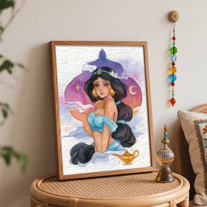Disney DIY Oil Painting Art Painting Kit Princess Jasmine Home Wall Decor Handmade Gift for Room Aesthetic Modern Art Craft Supplies