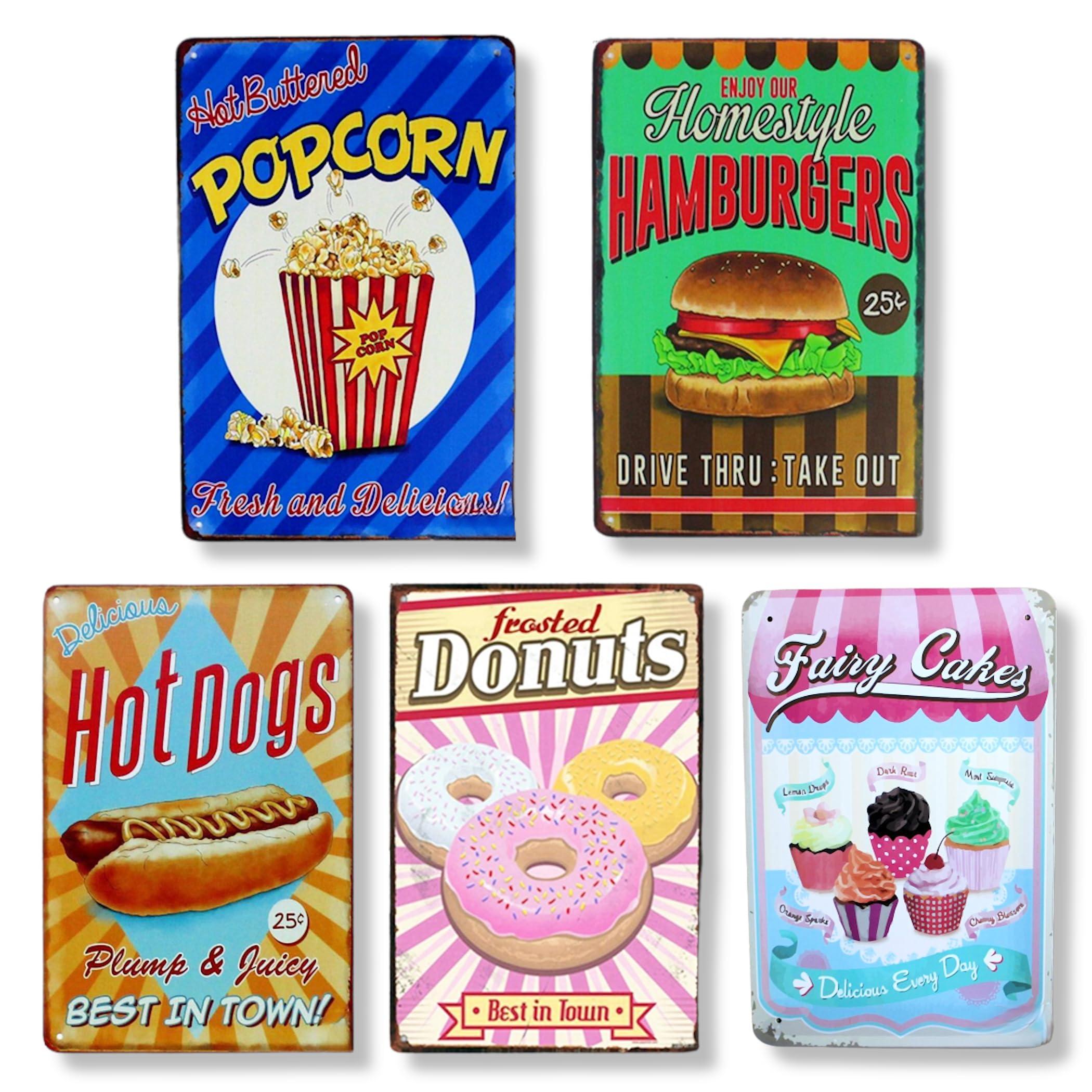 

Lezalic Tin Sign Cafe Food American Plate Retro Miscellaneous Goods Vintage Interior Wall Decoration Antique (FOOD)