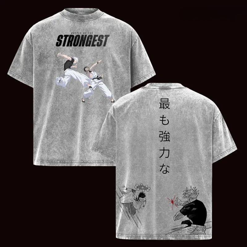 Anime Jujutsu Kaisen Gojo Satoru Ryomen Sukuna Printed Tee Men Women Washed Cotton T-shirts Vintage T Shirt Harajuku Male Tshirt