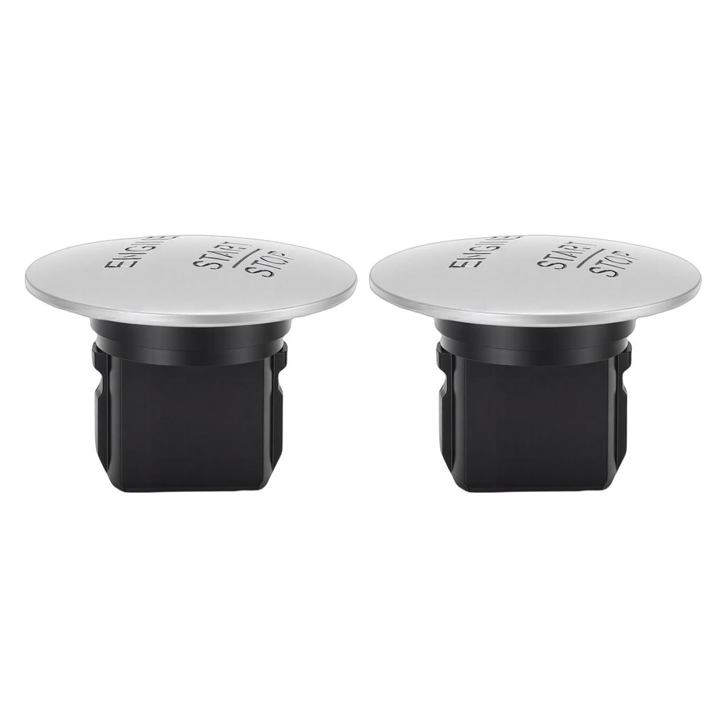 2pcs Engine Push Start Button, Silver Color Replacement Keyless Go Start Stop Pushbutton with Easy Installation, for Vehicle Part Number 2215450714