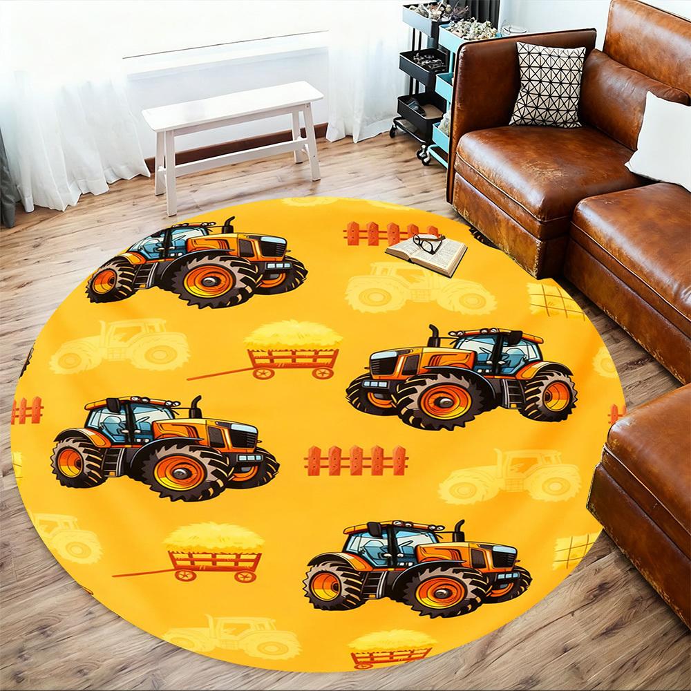 1PC Tractor Hay Round Chair mat Area Rug - Non-Slip, Floor Mat for Office, Bedroom, and Indoor Decor -Gift D1127230