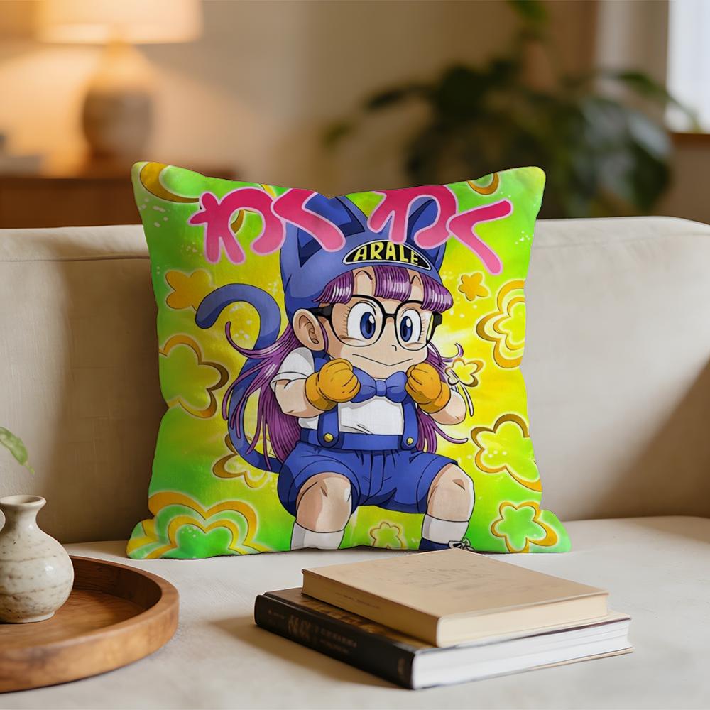 Cartoon Dr SSlump Arale Cushion Cover Short Plush Pillowcase for Bed Sofa Carwashable