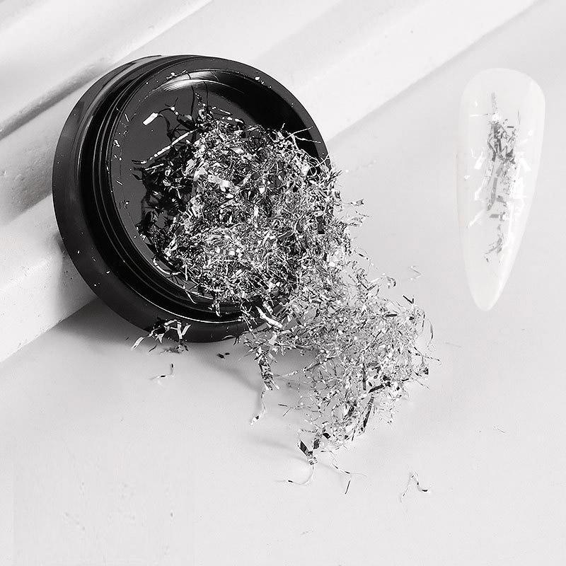 1 PC Sparkly Foil Nails Sequins Irregular Aluminum Gold Design Set Nail Glitter Flakes Gel DIY Manicure Accessories