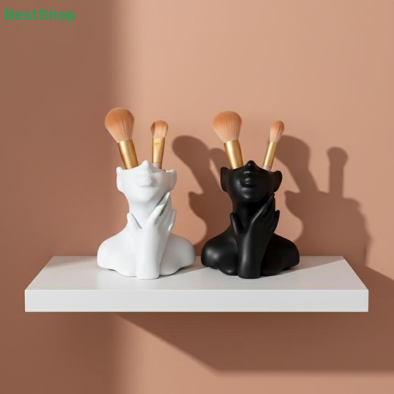 Abstract Face Shaped Makeup Brush Holder,Human Face Art Desktop Decor,Pencil Holders Storage Organizer Flower Vase Home