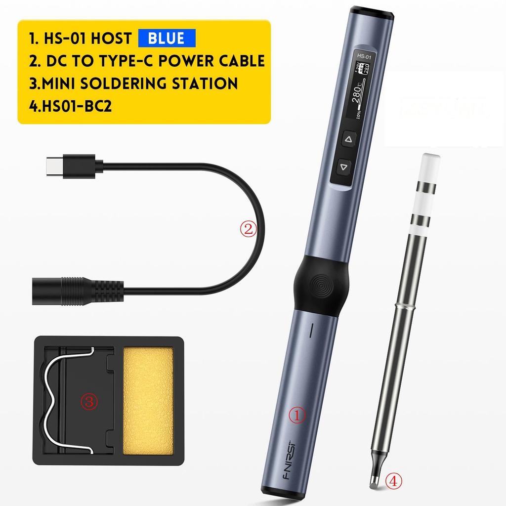 FNIRSI HS-01 Smart Electric Soldering Iron PD 65W Adjustable Constant Temperature Fast Heat Portable Soldering Iron Station Kit