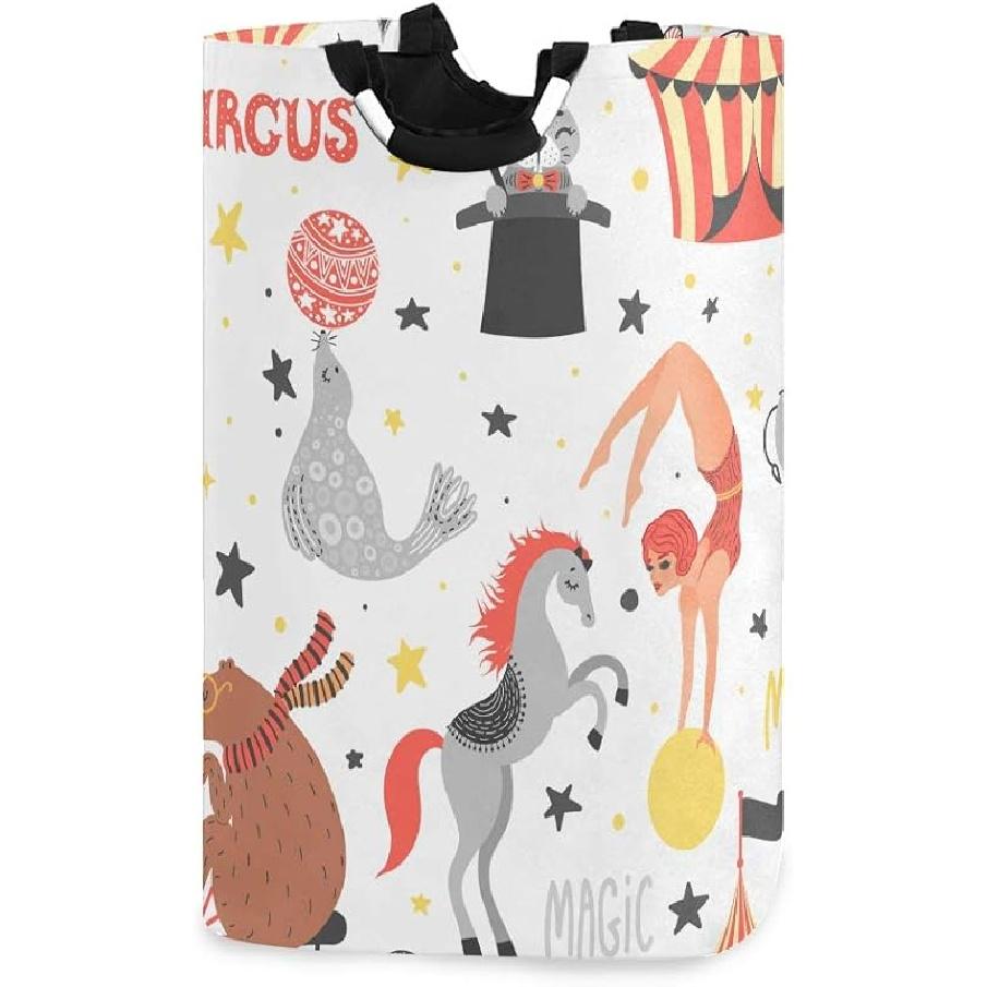 Laundry Hamper Bucket Cute Woodland Animals Trees Mushrooms Berries Collapses Laundry Basket Washing Bin for Home Organizer Nursery Storage Baby