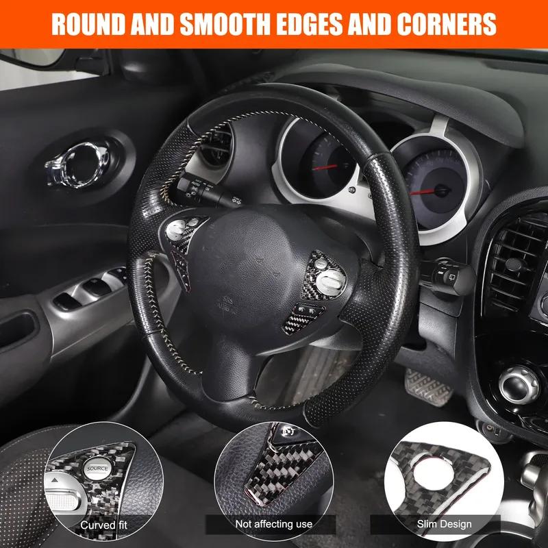 For Nissan Juke/Infiniti ESQ 2011- Soft Carbon Fiber Car Steering Wheel Button Decoration Frame Trim Interior Accessories
