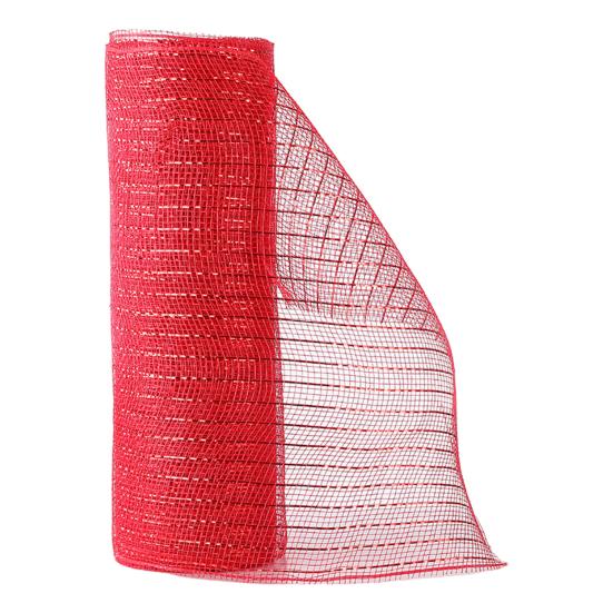Christmas Mesh Ribbon 10 Inch X 10 Yards Red/Red White
