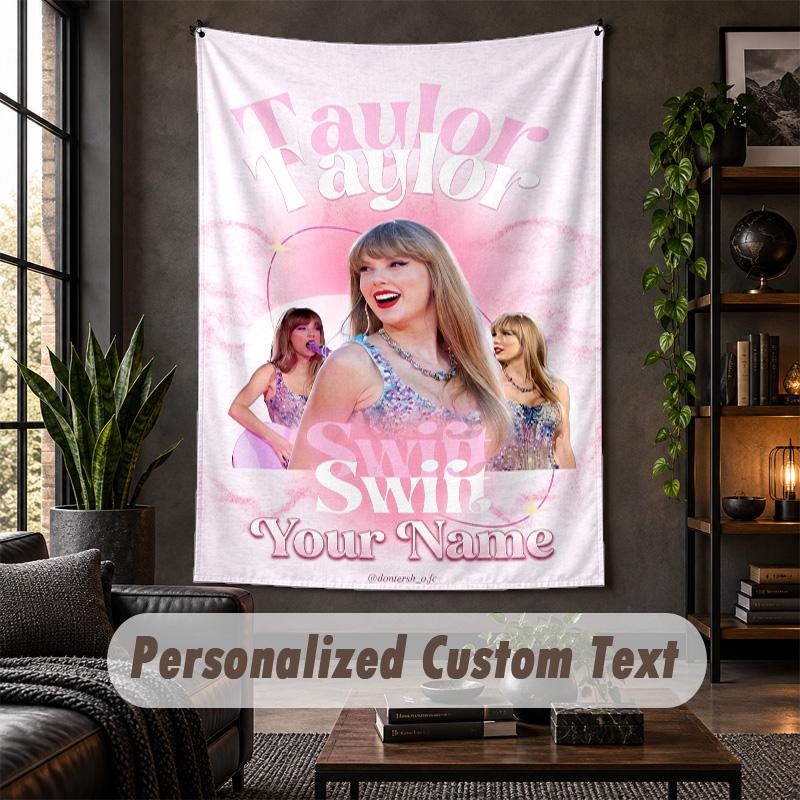 Personalisierte Wandteppich, Taylor Swift Benutzerdefinierter Text, Weicher Stoff Wandkunst Für Innenraumdekoration