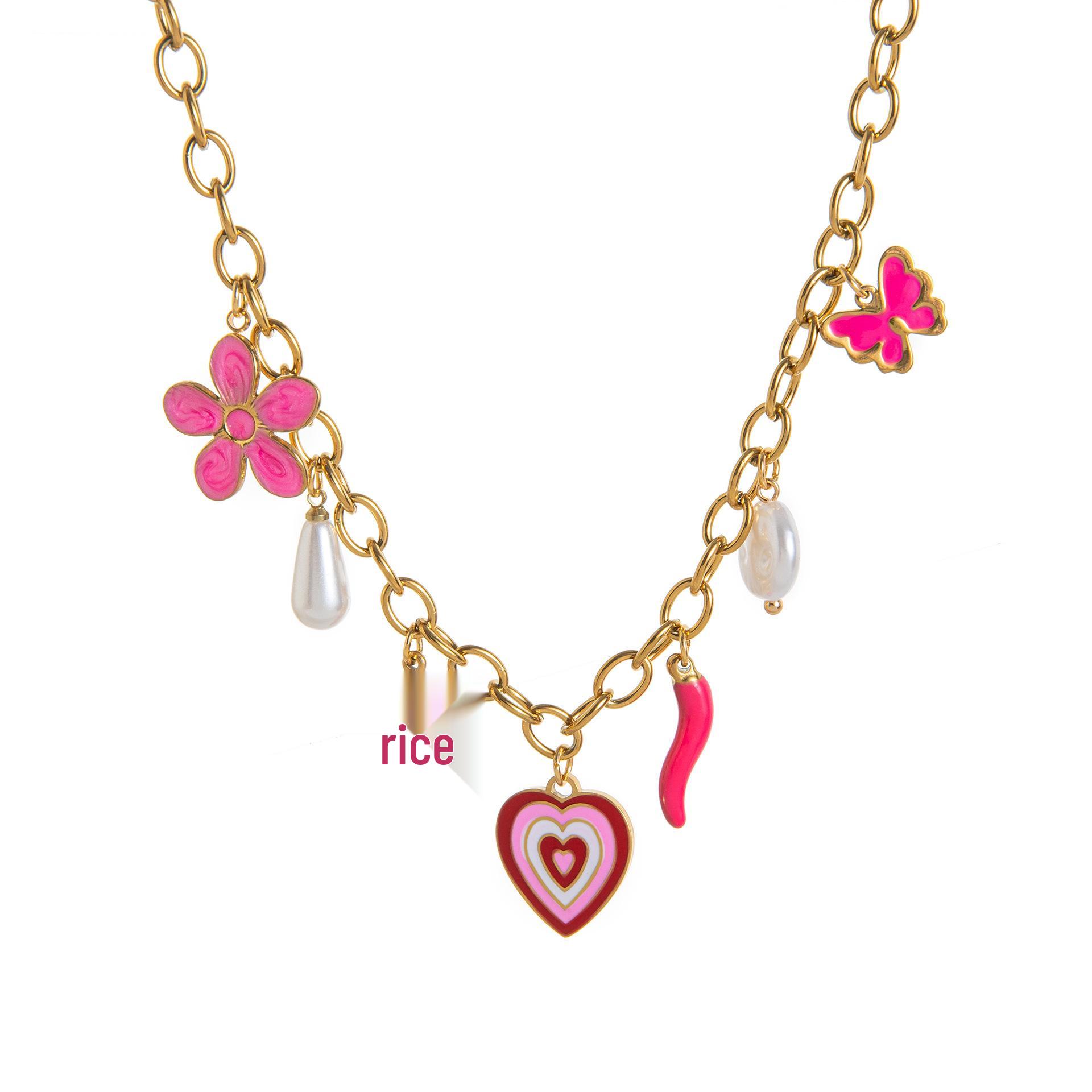 European and American Braided Rope Pendant Necklace: Stainless Steel Layered Chain with High-End Collarbone Design.