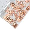 110pcs 1/4"-5/8" Engine Oil Drain Copper Ring Gaskets Flat Washer Set Seal Assortment Kit with Box