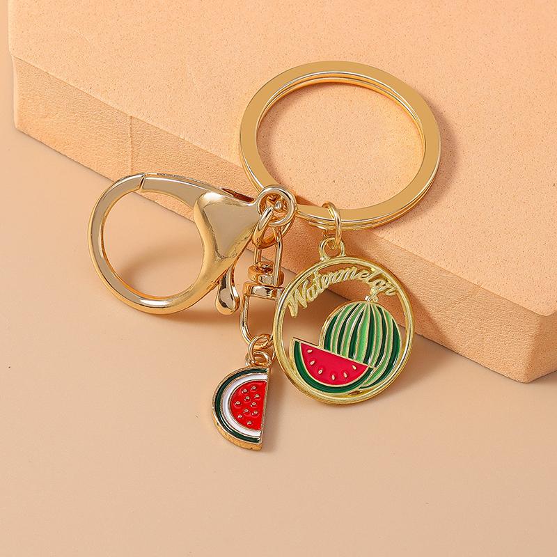 Cute Enamel Simulation Fruit Keychain Grape Watermelon Key Rings for Women Girls Handbag Pendants DIY Jewelry Gifts