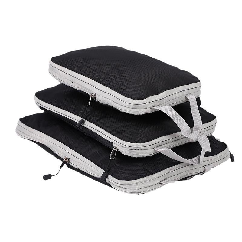 Three-Piece Travel Compression Bag Set: Digital Wash Kit, Makeup Organizer, Clothes & Shoes Storage