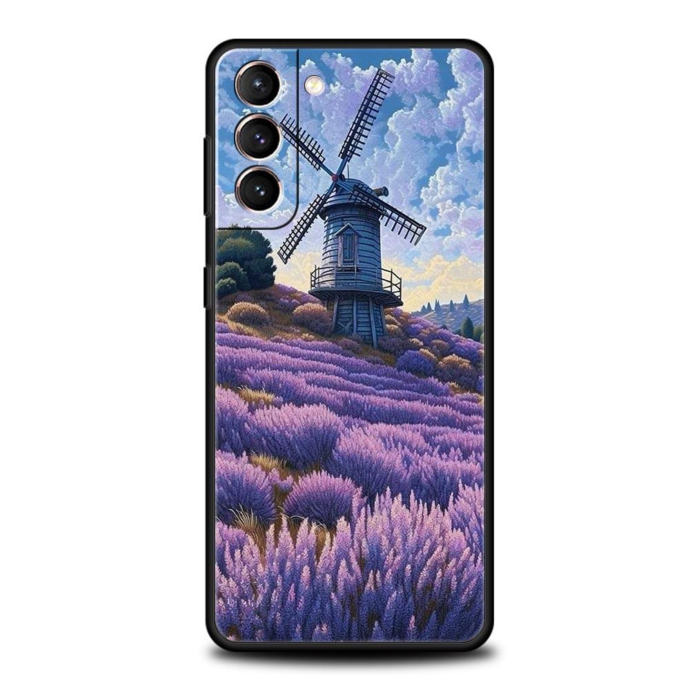 Simple Lavender Purple Flowers Phone Case For Samsung Galaxy S24 S23 S22 S20 Ultra S21 FE 5G S10 S9 Plus S10E S8 Soft Cover