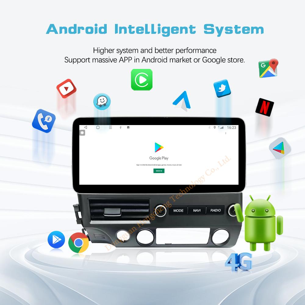 12.3" For Honda Civic 2005 - 2012 Car Multimedia Player Video GPS Navigation Radio Android12 8+128G 8Core CarPlay 4G 360Camera