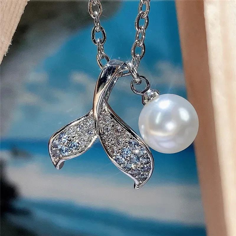 Einfache Damen Halskette Barock Kupfer Anhänger Kunstperle Geometrisches Design Farberhaltende Schlüsselbein Kette Schmuck