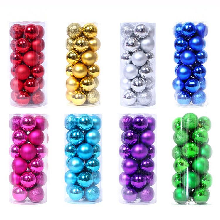 Creative 24-Piece Christmas Ball Ornament Set - Matte Pink Plastic Decorations for Holiday Gifts