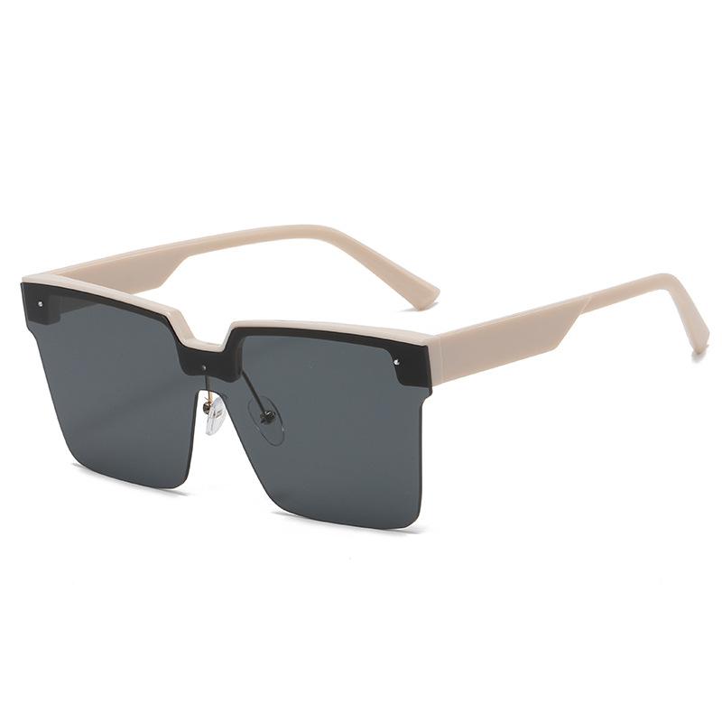 Black Large-Frame Polarized Sunglasses, Women'S Trendy High-End Half-Frame Street Sunscreen Sunglasses