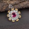 Colgante de Turmalina Rosa Plata de Ley Sólida 925, Colgante de Joyería de Piedras Preciosas Hecho a Mano, Para el Día de los Caídos
