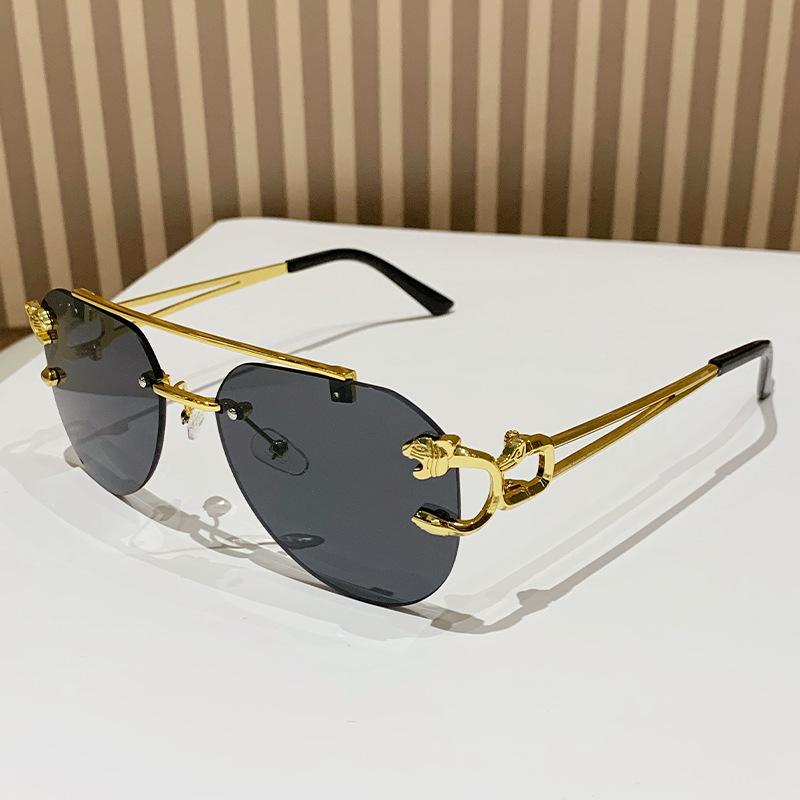 Vintage Rimless Men Women Trendy Gradient Shades Double Bridge UV400 Eyewear