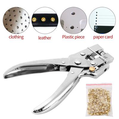 Pinza per punzonatura per rivetti, strumento per l'impostazione degli occhielli dei fori della cintura con 100 anelli di tenuta cavi Easy Press