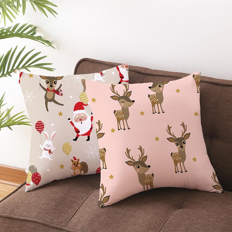 Christmas Cartoon Animal Car Sofa Pillow Cushion Cover Digital Printed Pillow Cover