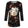Women's Casual 3/4 Sleeve Halloween Print Neck Top