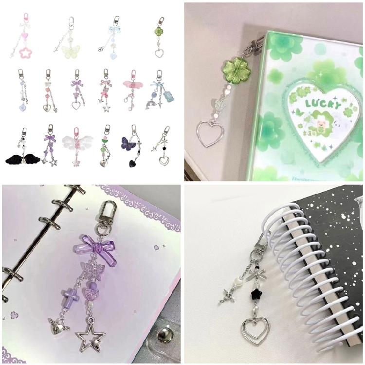 Heart Star Beaded Keychain Pendant Cute Decoration Pendant Keyring Charm