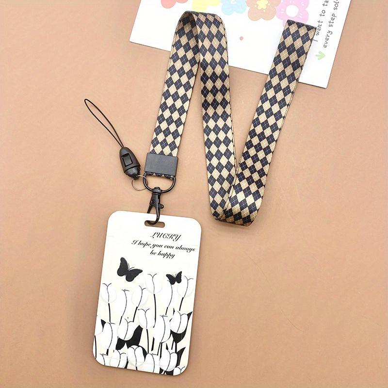 

1 шт. Простой черно-белый держатель для карт с цветами, держатель для студенческого билета кампуса, держатель для банковской карты, обложка для карты из АБС-пластика