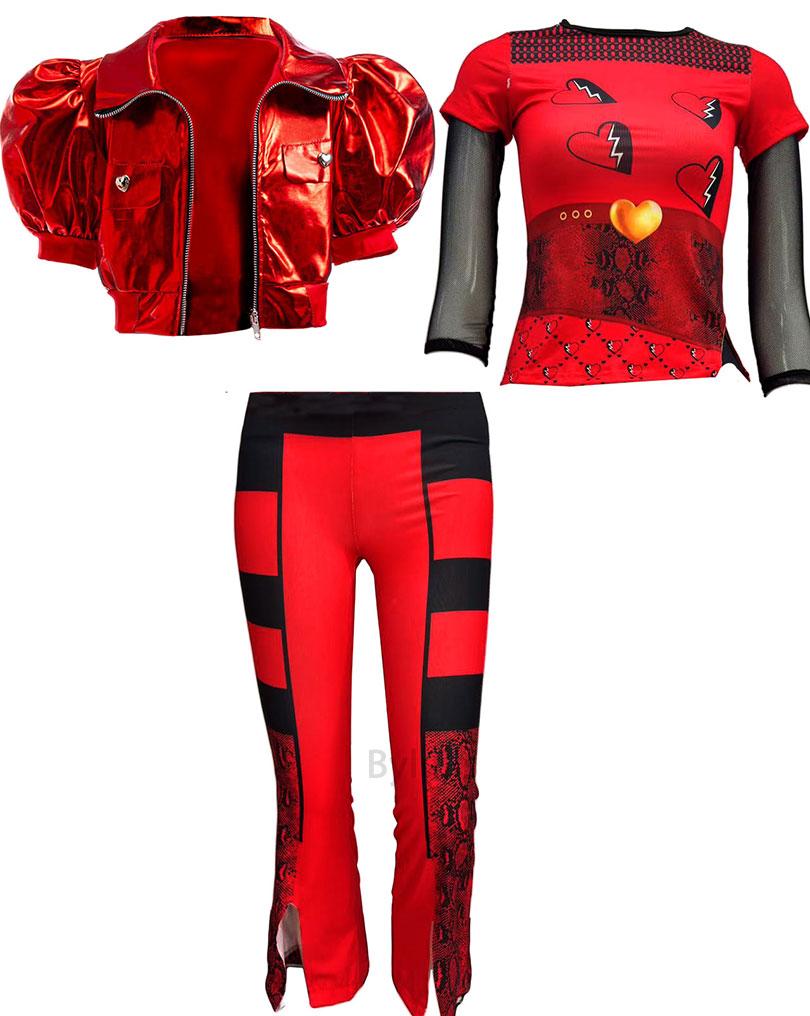 The Rise of Red Costume D-Descendants 4 Halloween Dress Up Cosplay Girls Leather Suit Birthday Party Halloween Costume