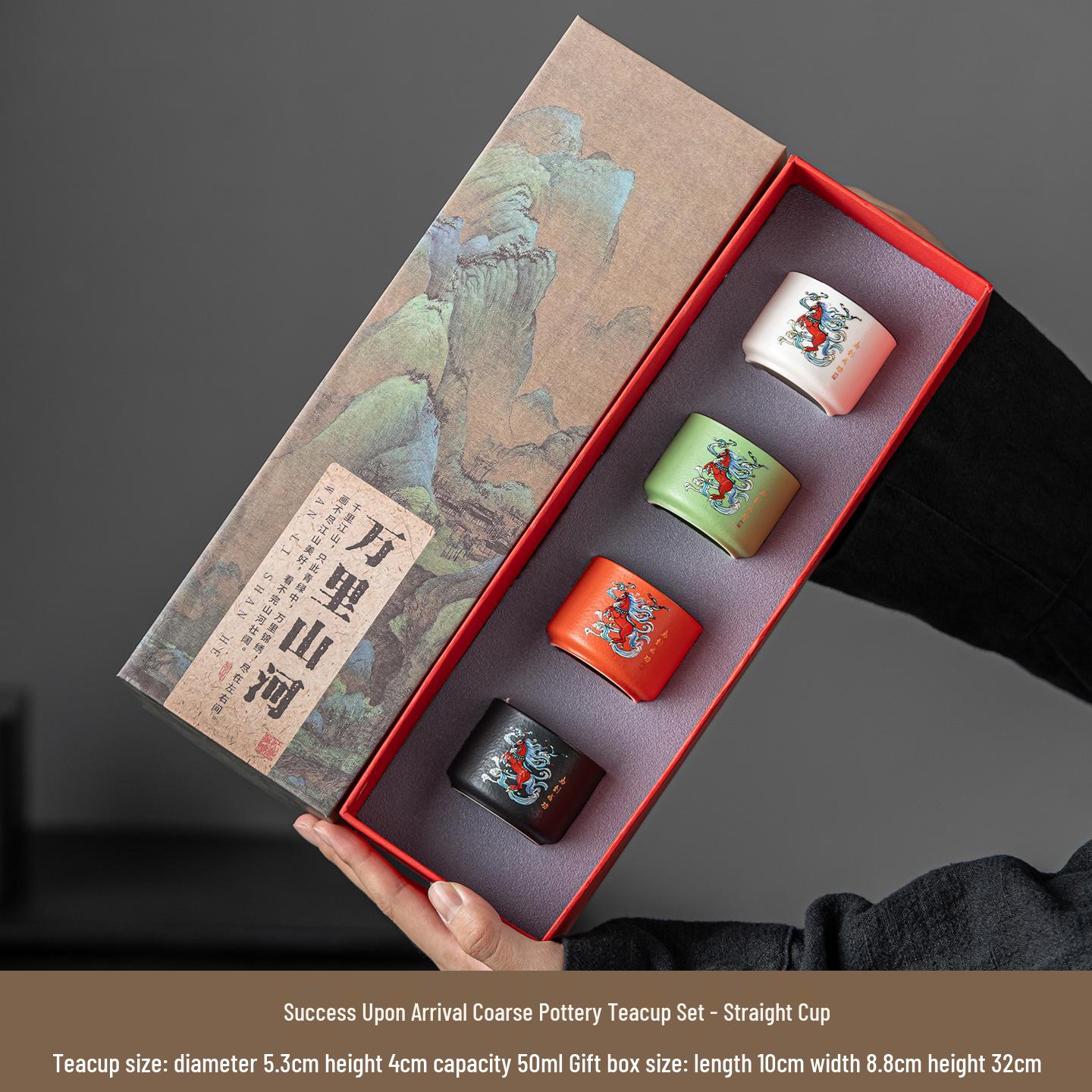 National Tide Cultural Teacup Gift Set: Ceramic Tea Tasting Cup & Host s Gift Box
