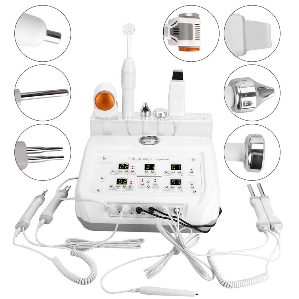 7 IN 1 Beauty Machine Microdermabrasion BIO Hot Cold Hammer Face Skin Beauty InstrumentUK Plug 220V