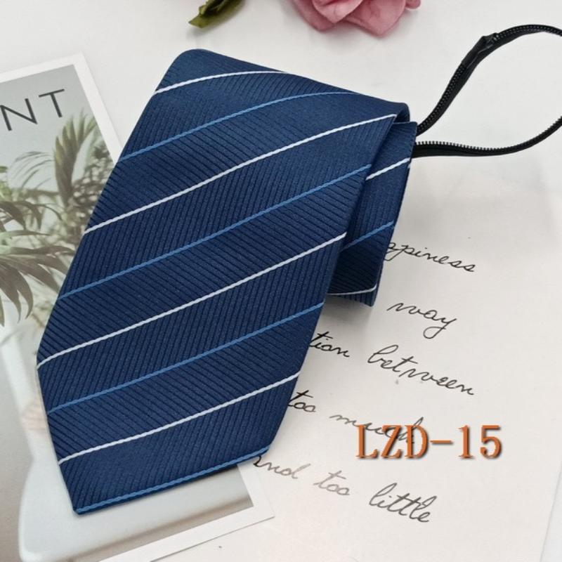 Men's Formal Business Tie with 8cm Zipper, Striped Black Tie, No Knotting Required.