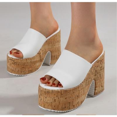 Mode Retro Denim Stoff 12cm Hohe Absätze Damen Hausschuhe Sandalen Sommer 2025 Dicke Sohle Plateau Offene Zehen Trendige Damen Freizeitschuhe