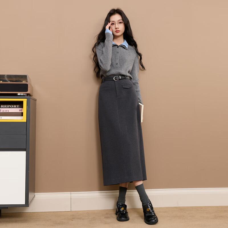 Women's 2025 Winter Commuter Straight Slit Long Skirt