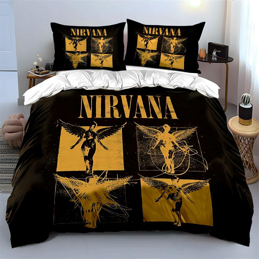 Nirvana Winged Figures Design Bedding Duvet Cover Set Duvet Cover Pillowcases (1*Duvet Cover 2*Pillowcases, Without Duvet Insert)
