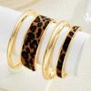 4Pcs Elegant Leopard Print Bangle Set Bohemian Style Open Bangle Stacking Bracelets  Jewelry Gift