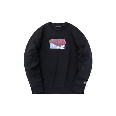Anta Sports Lifestyle Series Front Print Pattern Round Neck Pullover Long Sleeve Sweatshirt Unisex Sweatshirt Black 172248712-2