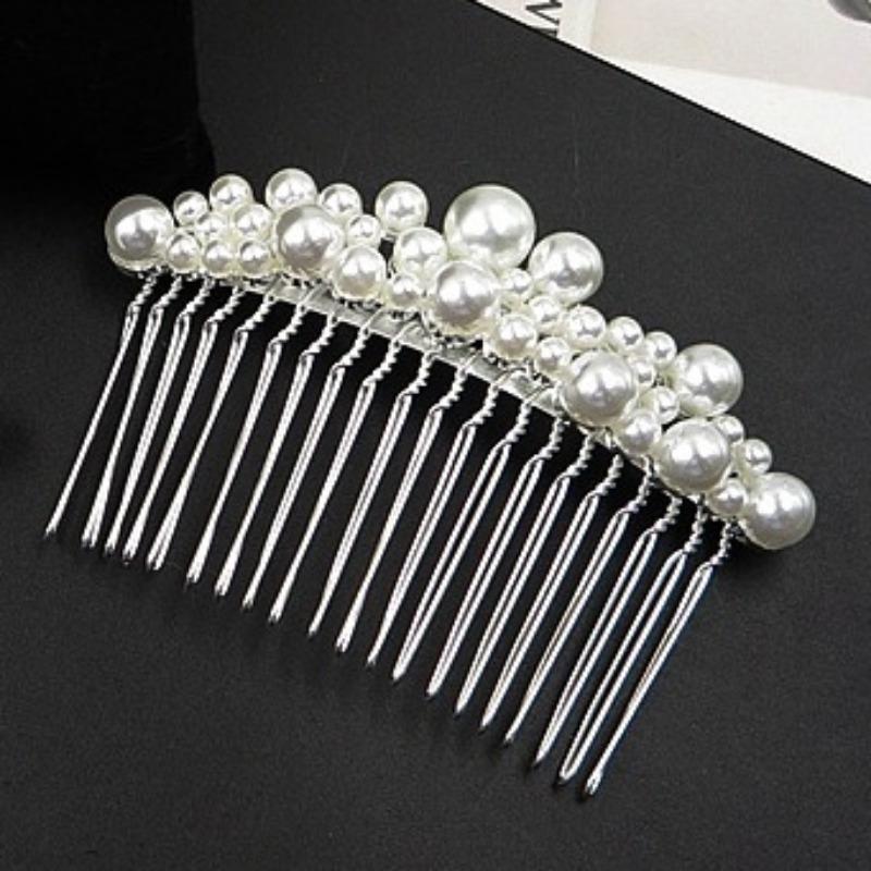 Koreanische Version des einfachen Braut-Perlen-Zahnkamms, Einsteckkamm, Ponykamm, süßer und vielseitiger Erwachsenen-Legierungs-Kopfschmuck, Haarschmuck