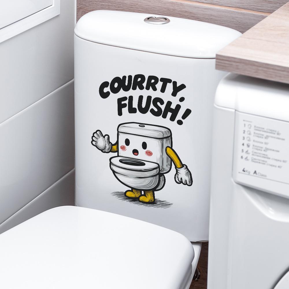 Cartoon Toilettenfiguren und englische Slogans für Badezimmer-Toilette Toiletten-Dekorationsaufkleber