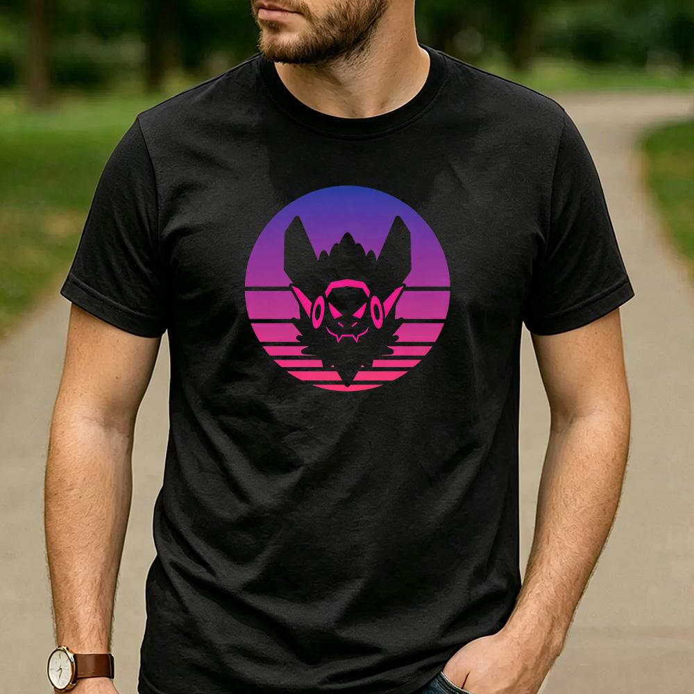 Vintage Sunset Gradient Protogen Furry Robot Head Unisex TShirt Cotton Short Sleeve Neon Futurism Fursona Casual Graphic Tees