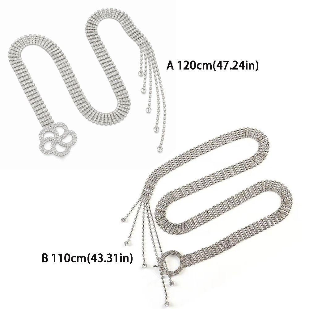 Sparkle Rhinestone Chain Belt Silver Color Full Crystal  Corset Belt  For Teenage Girls