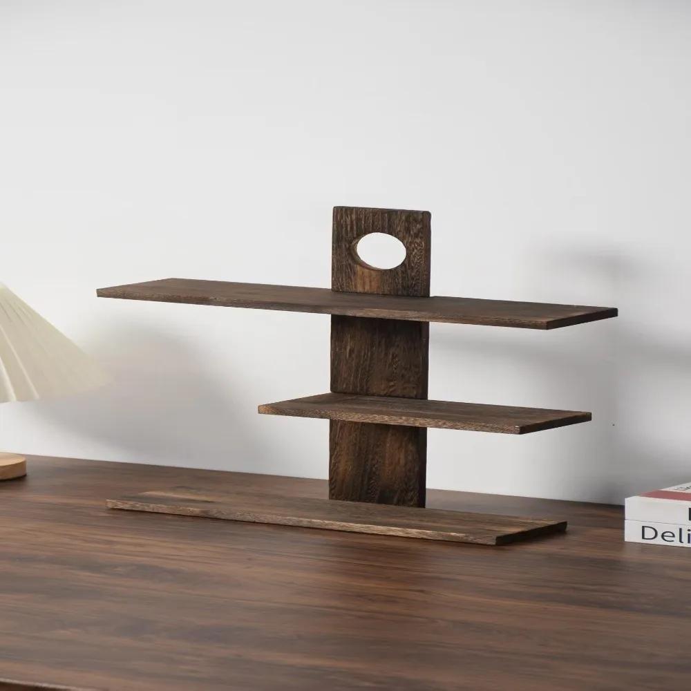 3-4 Layers Chinese Style Storage Holders Solid Wood Retro Design Wooden Tea Set Rack Tea Set Multi-Layer Tea Cup Display Shelf