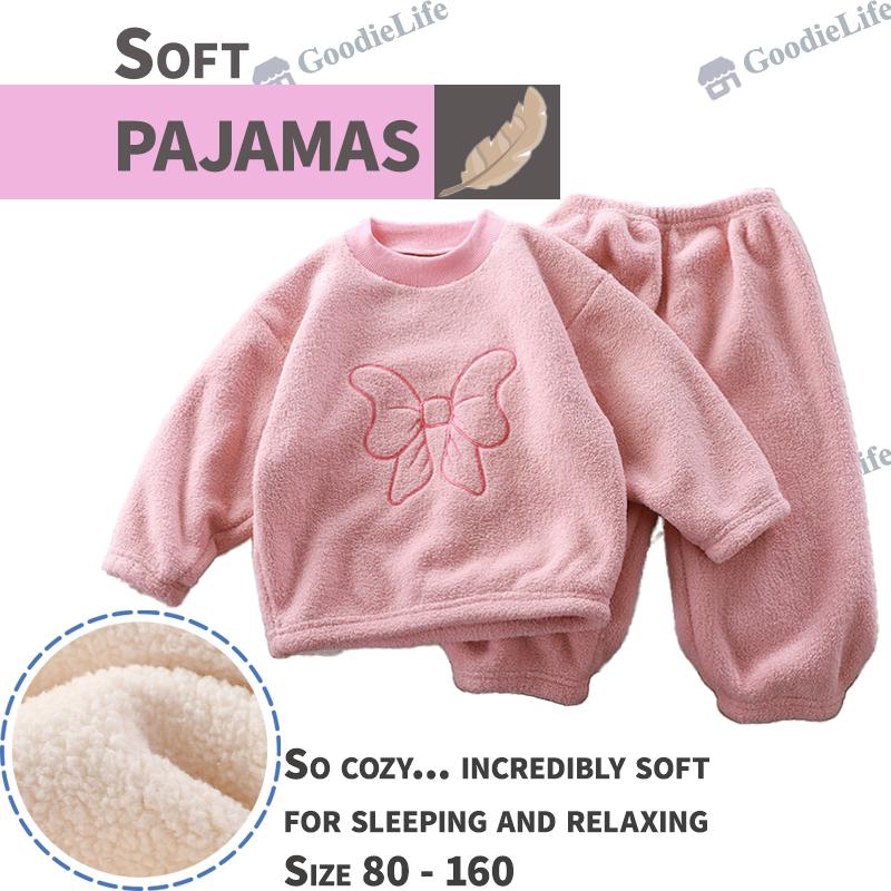Kids Winter Pajamas Set Thickened Fleece Warm Sleepwear Boys Girls Korean Style Children Outfit