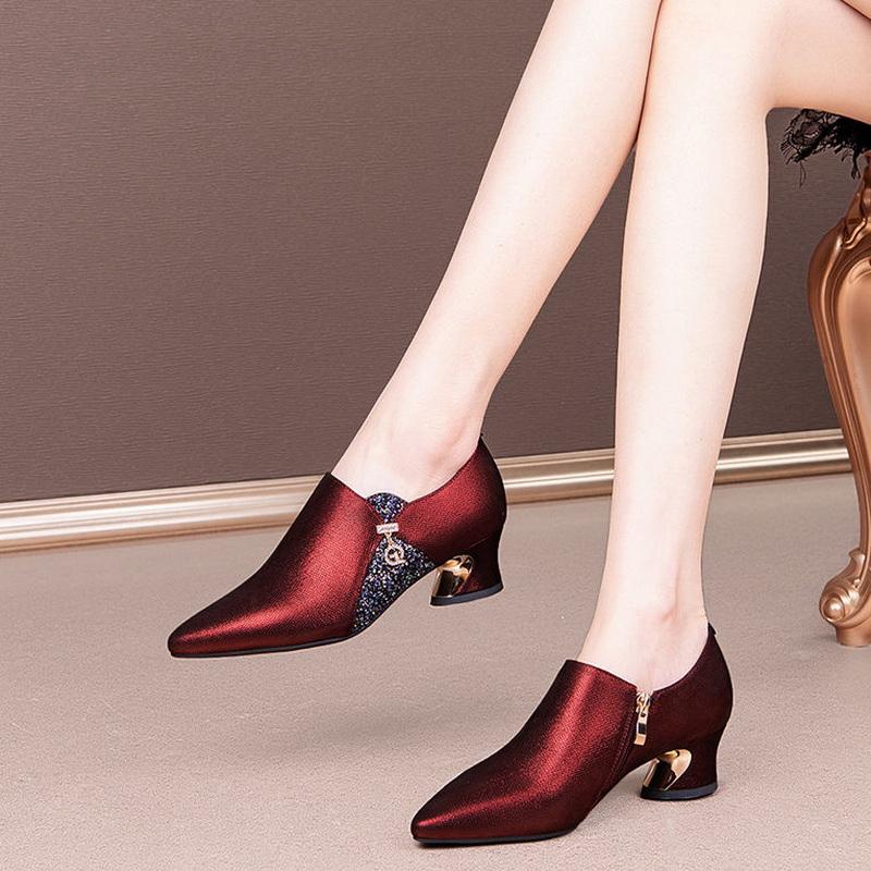 

Мода FHC Новые Женские Туфли на Очень Высоком Каблуке, Свадебные Туфли из Овчины, Модный Блочный Каблук, Заостренный Носок, Британский Стиль, СИНИЙ, КРАСНЫЙ, Дропшиппинг 38