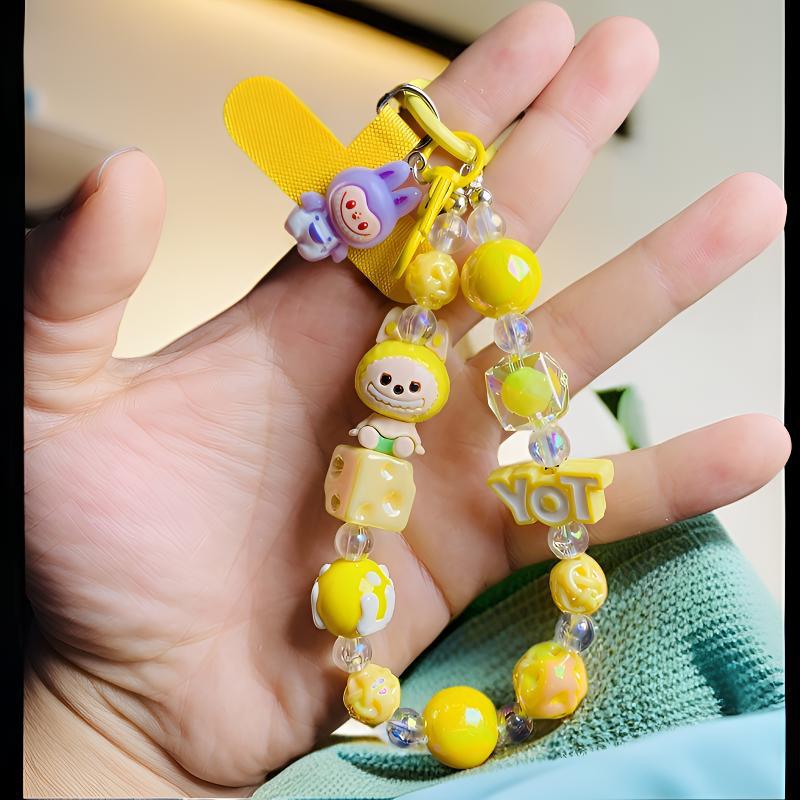 Beaded Hand-painted Mobile Phone Chain Keychain Creative Doll Rabub Accessories Bag Pendant