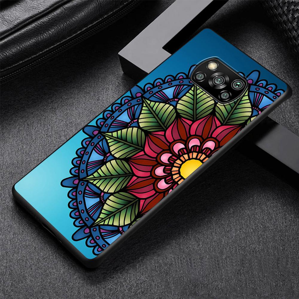Blue Totem Flower Mandala Case for Xiaomi Poco X5 X3 NFC X4 Pro 5G F4 GT M5 M5s F3 Pocophone F1 Black Soft Phone Cover Mi 13 12T