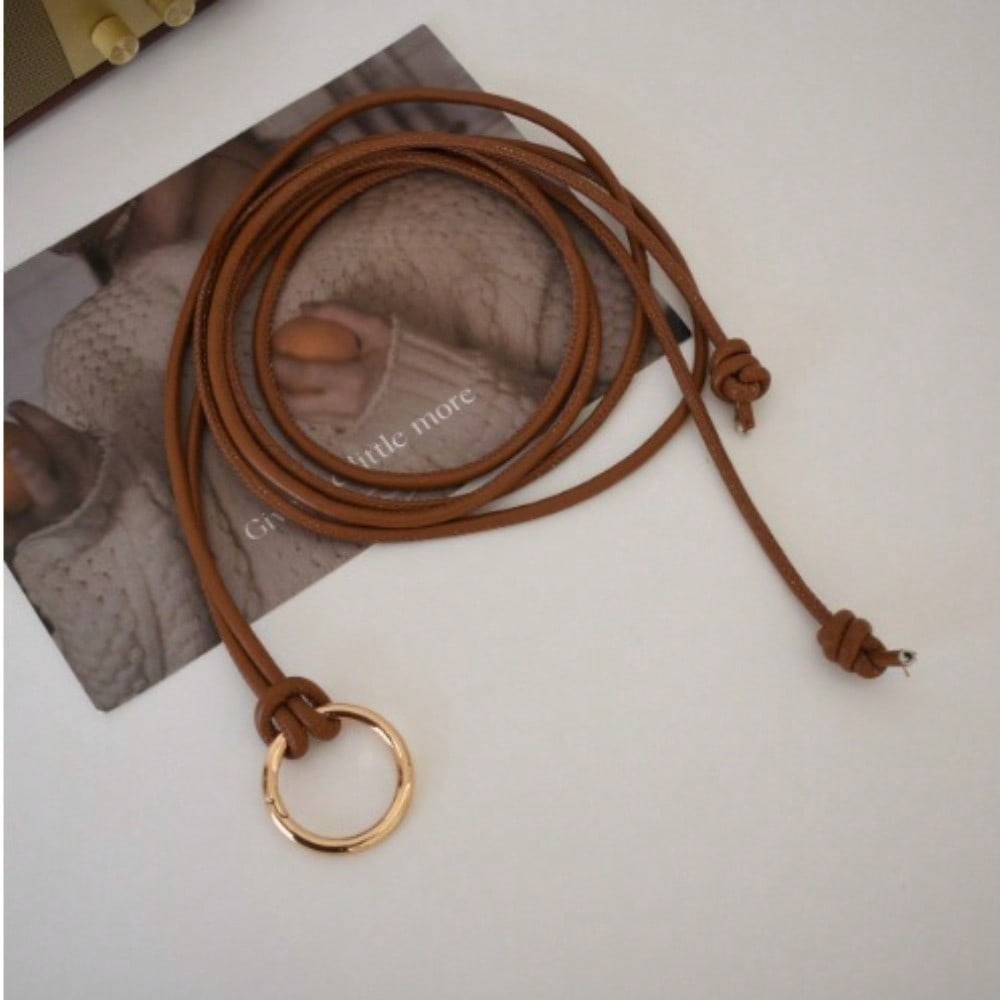 Nieuwe Rokriem Dames Decoratieve Cirkel Geknoopte Lederen Touw Zacht Lang Mode Gepersonaliseerd Dunne Taille Touw Style 3 veelkleurig